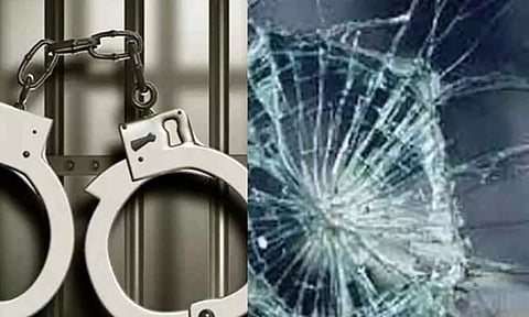 கடை முன் பார்க்கிங் செய்த கார் கண்ணாடி உடைப்பு- 2 பேர் கைது