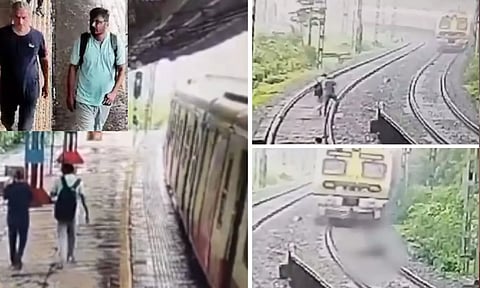 கைகோர்த்தபடி ரெயில் முன் விழுந்து தற்கொலை செய்த தந்தை - மகன்.. பதறவைக்கும் சிசிடிவி காட்சி