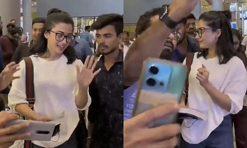 விமான நிலையத்தில் ராஷ்மிகாவிடம் அத்துமீறிய ரசிகர் - வீடியோ