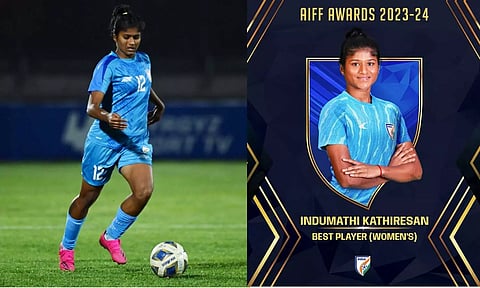 இந்தியாவின் சிறந்த கால்பந்து வீராங்கனைக்கான விருதை வென்றார் இந்துமதி கதிரேசன்