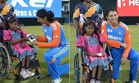 மாற்றுத்திறனாளி சிறுமியை சந்தித்து மொபைல்போனை பரிசாக வழங்கினார் ஸ்ம்ரிதி மந்தனா