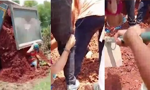 போராட்டம் நடத்திய பெண்களை உயிருடன் புதைத்த கொடூரம்.. பதறவைக்கும் வீடியோ