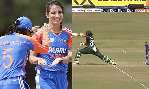 ஆசிய கோப்பை அரையிறுதி: ரேணுகா சிங் அசத்தல் பந்து வீச்சு- 80 ரன்னில் அடங்கிய வங்காளதேசம்