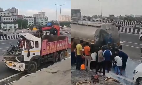 விபத்துக்குள்ளான வாகனம்.. அடிபட்டவர்களை தவிக்கவிட்டு பாலை திருடிச் சென்ற மக்கள்