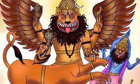 அபூர்வ கலையம்சத்துடன் விளங்கும் ஸ்தம்ப சரபேஸ்வரர்