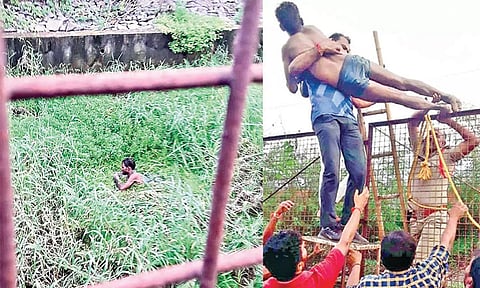 புதைகுழியில் சிக்கி 2 நாட்களாக உயிருக்கு போராடிய வாலிபர்