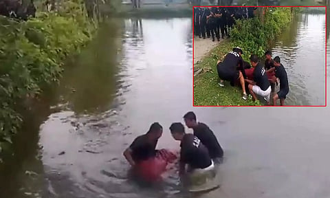 சிறுமி பாலியல் வன்கொடுமை: கிரைம் சீனுக்காக சம்பவ இடத்திற்கு அழைத்துச் சென்ற போலீசார்- குளத்தில் குதித்து உயிரிழந்த குற்றவாளி