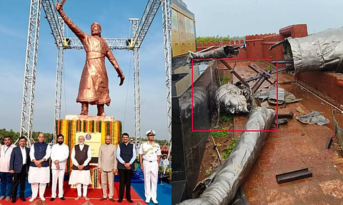 1 வருஷம் கூட ஆகல.. மோடி திறந்து வைத்த சத்ரபதி சிவாஜி சிலை பலத்த காற்றால் அடியோடு சாய்ந்தது.. வீடியோ