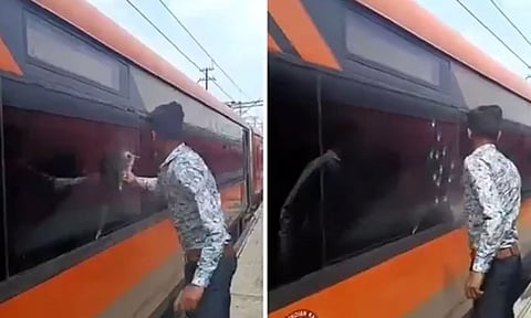 வந்தே பாரத் ரெயிலின் ஜன்னலை சுத்தியல் கொண்டு உடைத்த வாலிபர்... வீடியோ வைரல்