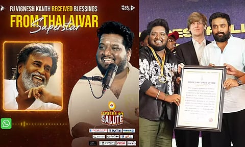 Rj Vigneshkanth received blessings from Thalaivar Superstar