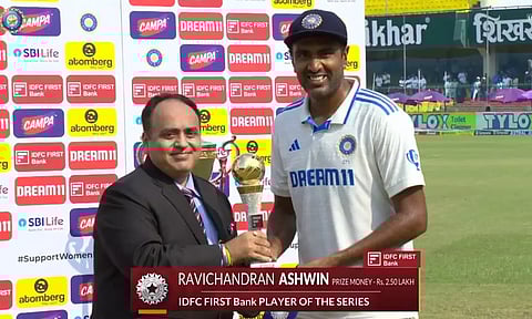 டெஸ்டில் அதிக முறை தொடர் நாயகன் விருது: முரளிதரன் சாதனையை சமன்செய்த அஸ்வின்