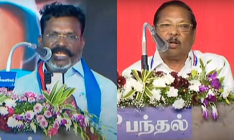 மது ஒழிப்பு மாநாடு- திருமாவளவன் vs ஆர்.எஸ்.பாரதி