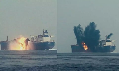 மத்திய கிழக்கில் போர் பதற்றம்.. பிரிட்டன் எண்ணெய் கப்பலை அதிரடியாக தாக்கிய ஹவுதிக்கள்- வீடியோ