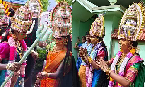 வேடம் அணிந்த பக்தர்களின் கலை நிகழ்ச்சிகள்