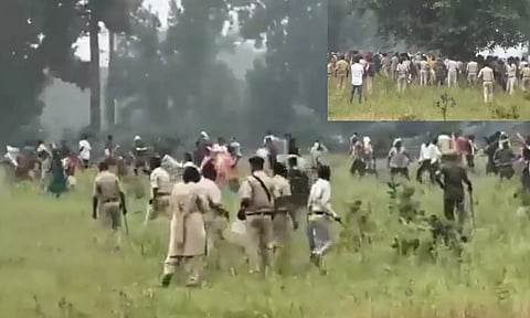 மரங்களை வெட்ட எதிர்ப்பு.. பழங்குடியினருக்கும் போலீசுக்கும் இடையில் வெடித்த மோதல் - வீடியோ