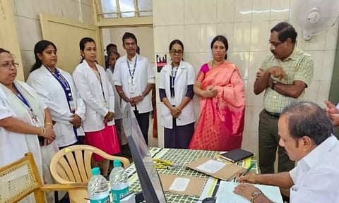 பல்லாவரம் இ.எஸ்.ஐ மருத்துவமனையில் அமைச்சர் சி.வெ.கணேசன் `திடீர்' ஆய்வு