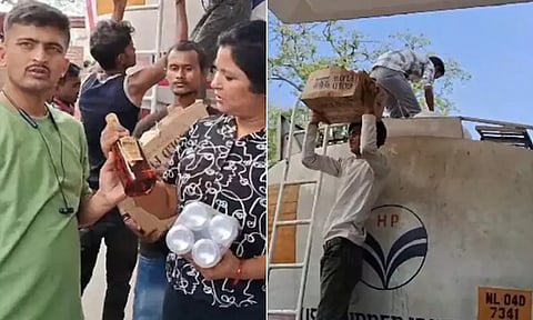 பீகார்: டேங்கர் லாரியில் மதுபாட்டில்களை கடத்திய கும்பல்- மடக்கி பிடித்த போலீஸ்