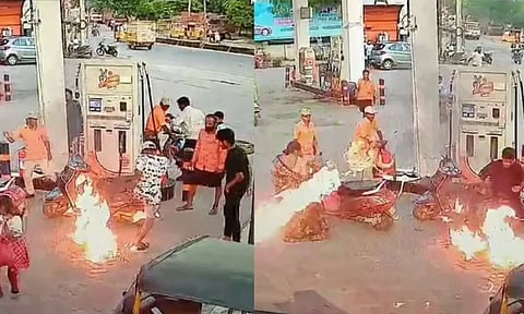 தில் இருந்தா தீ வை பாப்போம்.. உசுப்பேத்திய பெட்ரோல் பங்க் ஊழியர்.. சோலியை முடித்த போதை ஆசாமி - வீடியோ