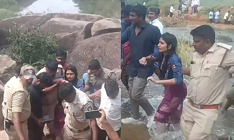 Woman slips into lake while taking selfie