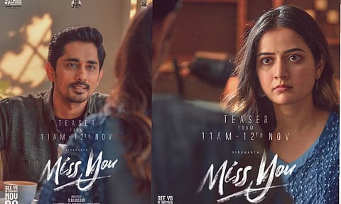 சித்தார்த் நடித்த மிஸ் யூ திரைப்படத்தின் டீசர் நாளை வெளியாகவுள்ளது