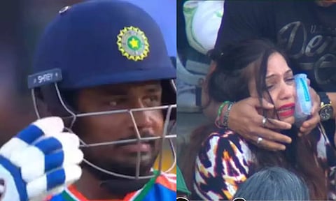 பந்து தாக்கியதால் வலிதாங்க முடியாமல் அழுத ரசிகை.. மன்னிப்பு கேட்ட சஞ்சு சாம்சன்