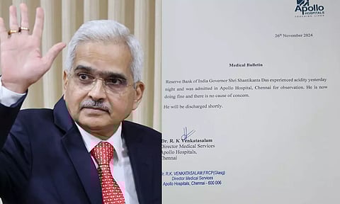 சக்திகாந்த தாஸ் நலமுடன் உள்ளார்- மருத்துவமனை நிர்வாகம் தகவல்