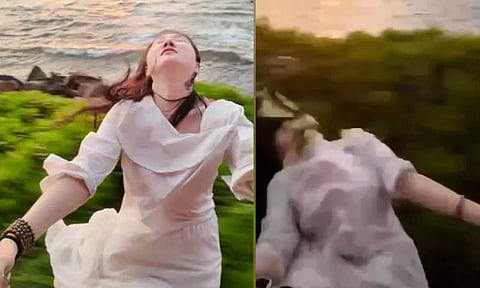 ரீல்ஸ் மோகம்.. ஓடும் ரெயிலில் இருந்து கீழே விழுந்த சீன பெண்.. அதிர்ச்சி வீடியோ