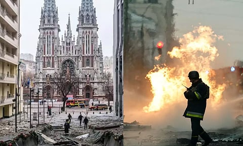 உக்ரைன் தலைநகர் கீவ் மீது ரஷியா ஏவுகணை தாக்குதல்.. பழமையான தேவாலயம் - 6 நாடுகளின் தூதரகம் சேதம்