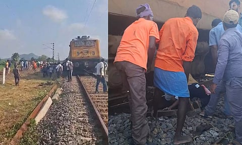 திண்டிவனம் அருகே தண்டவாளத்தில் திடீர் விரிசல்: நடுவழியில் ரெயில் நிறுத்தம்- பயணிகள் அவதி