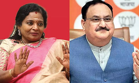 பா.ஜ.க. தேசிய தலைவர் நட்டாவை சந்திக்க டெல்லி புறப்பட்டார் தமிழிசை சவுந்தரராஜன்