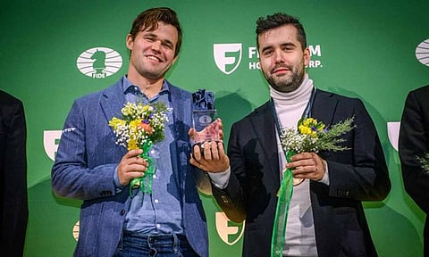 பிளிட்ஸ் செஸ் சாம்பியன்ஷிப்: சாம்பியன் பட்டத்தை பகிர்ந்து கொண்ட கார்ல்சென் - நெபோம்னியச்சி