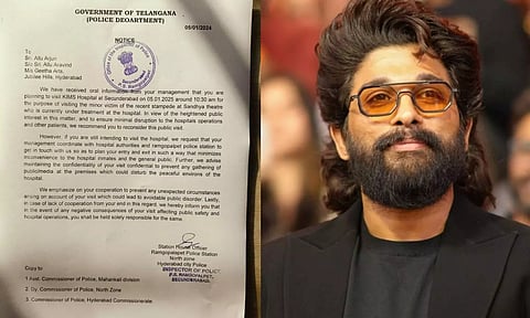 சிறுவனை பார்க்க வர வேண்டாம்- அல்லு அர்ஜுனுக்கு போலீஸ் நோட்டீஸ்