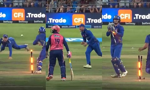 அவுட் என வெளியே நின்ற டிகே.. ஸ்டெம்பை தூக்கி ரன் அவுட் செய்த கீப்பர்- வைரல் வீடியோ