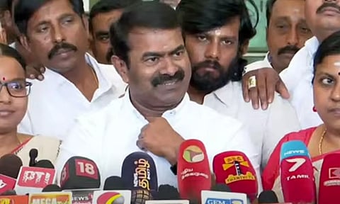 தி.மு.க.வையும் சேர்த்து நாங்கள் தான் வளர்க்க வேண்டி இருக்கு- சீமான்
