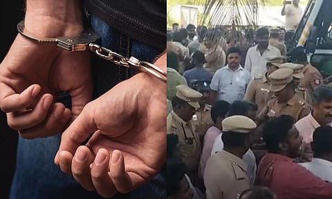 8ம் வகுப்பு மாணவிக்கு பாலியல் வன்கொடுமை: 3 ஆசிரியர்கள் கைது- உறவினர்கள் போராட்டம்