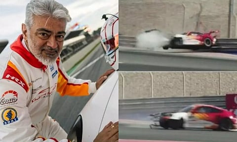 ரேஸ் பயிற்சியில் மீண்டும் விபத்தில் சிக்கிய அஜித் கார்