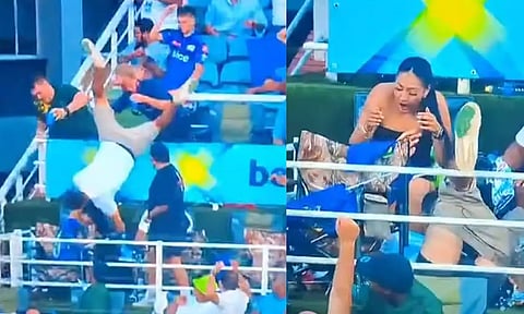 SA20 பைனல்: பந்தை கேட்ச் பிடிக்கும் போது கழன்ற ரசிகரின் டவுசர்.. விழுந்து வாரிய வீடியோ வைரல்