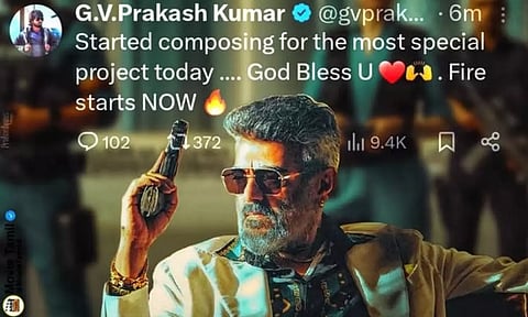 `குட் பேட் அக்லி' திரைப்படத்தின் பின்னணி இசையை தொடங்கிய ஜி.வி பிரகாஷ்