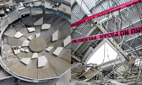 பெரு நாட்டில் ஷாப்பிங் மால் மேற்கூரை இடிந்து விழுந்து 6 பேர் பலி.. 78 பேர் காயம் - பதறடிக்கும் வீடியோ