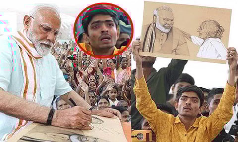 பிரதமரை பார்த்து உணர்ச்சிவசப்பட்டு தேம்பித் தேம்பி அழுத நபர் -ஆறுதல்படுத்திய மோடி