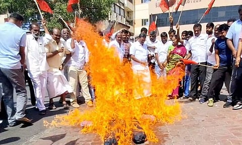 மத்திய மந்திரி தர்மேந்திர பிரதான் உருவ பொம்மை எரிப்பு: 11 ஆயிரம் தி.மு.க.வினர் மீது வழக்கு
