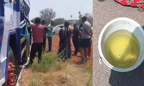 விவசாய நிலத்தில் கழிவுநீரை பாய்ச்சிய லாரி சிறைபிடிப்பு