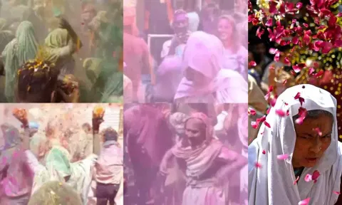 VIDEO: வண்ணங்களாய் மாறிய வெள்ளை நிறம்.. உ.பி.யில் ஹோலி கொண்டாடிய கைம்பெண்கள்