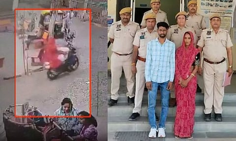 காதலனுடன் சேர்ந்து கணவனை கொன்று உடலை பைக்கில் கொண்டு சென்ற மனைவி - சிசிடிவி வீடியோ