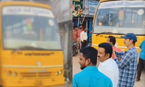 கல்லூரி பஸ்சை கடத்திய மாணவர்கள் - புதுக்கோட்டையில் பரபரப்பு