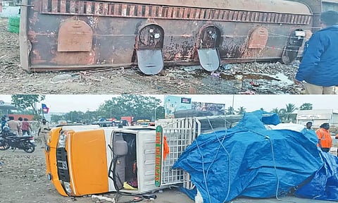 சரக்கு வாகனம் மீது டேங்கர் லாரி மோதி விபத்து: போக்குவரத்து பாதிப்பு