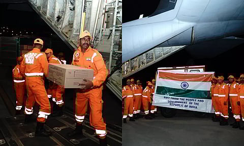 நிலநடுக்கத்தால் பாதிக்கப்பட்டுள்ள மியான்மருக்கு 15 டன் நிவாரணப் பொருட்களை அனுப்பிய இந்தியா