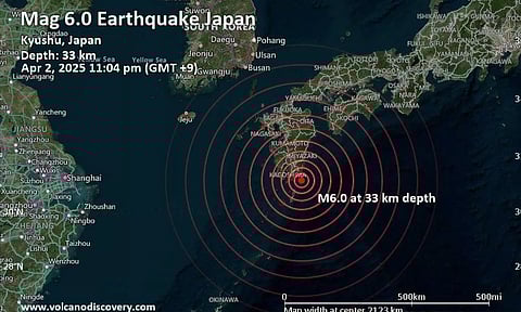 ஜப்பானில் நிலநடுக்கம்: ரிக்டர் அளவில் 6.0 ஆக பதிவு