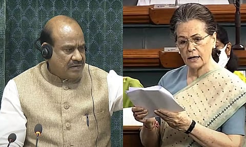 சோனியா காந்தி மன்னிப்பு கேட்க வேண்டும்.. மக்களவையில் பாஜக அமளி - ஓம் பிர்லா அதிருப்தி