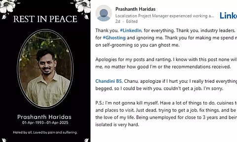 வேலை கிடைக்காத விரக்தியில் தனக்கு தானே இரங்கல் போஸ்டர் அடித்த இளைஞர்